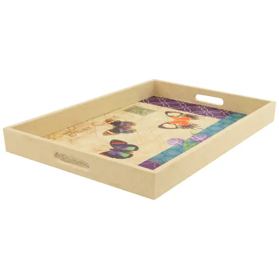 Northlight Butterfly Post Card Rectangular Serving Trays - 19" - Set of 3 Ivory {5}