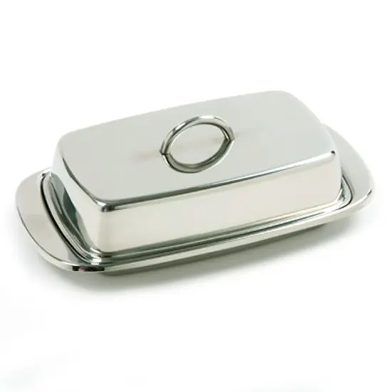 Norpro Durable Stainless Steel Double Wide Covered Butter Dish with Lid {1}