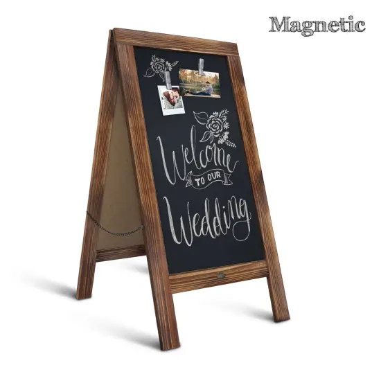 HBCY Creations Magnetic A-Frame Chalkboard Deluxe Set / 8 Chalk Markers + 10 Stencils + 2 Magnets Outdoor Sidewalk Chalkboard Sign / Large 48" x 24" {5}