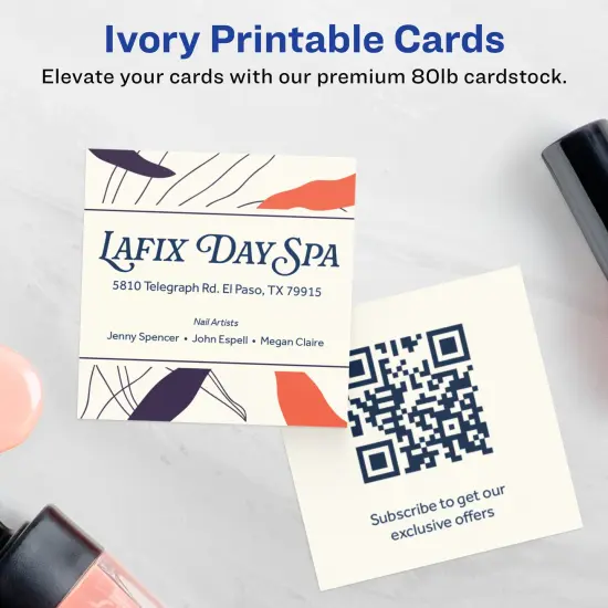 Avery 2-1/2" x 2-1/2" Square, Matte Ivory Business Cards {2}