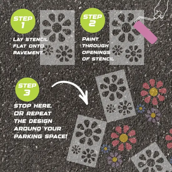 Flowers Parking Space Stencil | High School Senior Parking Spot Stencil | Reusable Stencil | Stencil Ease | {3}