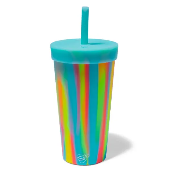 Silipint: Silicone 22oz Straw Tumbler: Sugar Rush - Reusable Unbreakable Cup, Flexible, Hot/Cold, Airtight Lid, Travel {1}