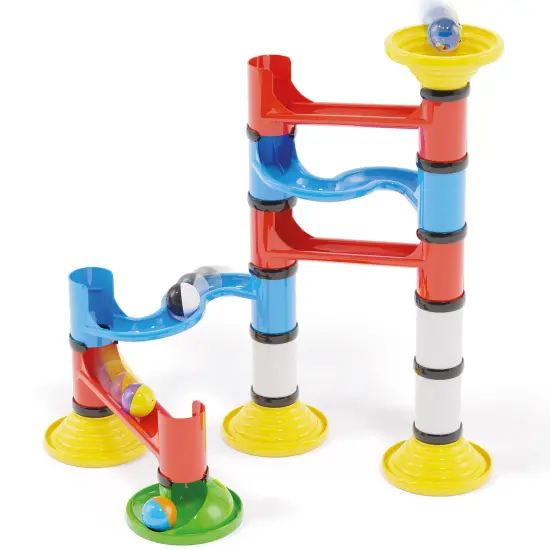 Quercetti: Migoga Junior - Marble Run &ndash; 31pc Stacking & Track Building Toy, Large Colorful Pieces & Rattle Balls, Interactive Play, Toddler-Kids 18mo+ {3}