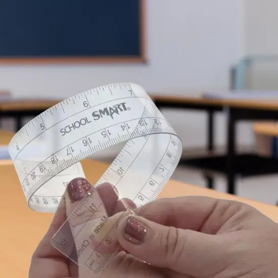 School Smart Flexible Plastic Ruler, Inches and Metric, 12 Inch Size, Clear, Pack of 36 {4}