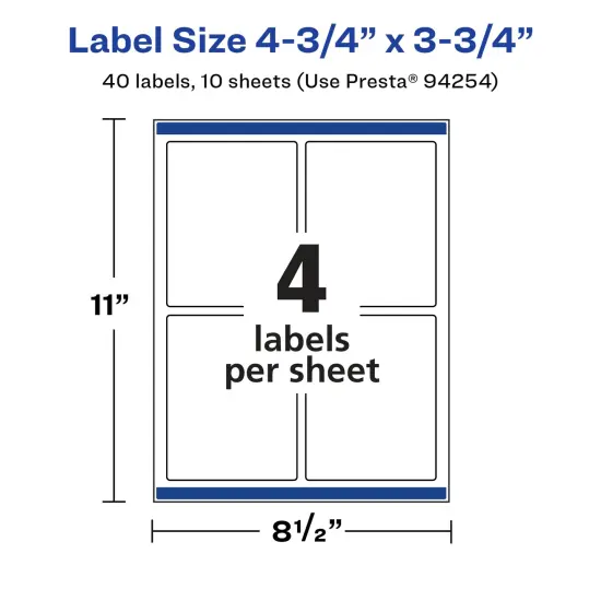 Avery Glossy White Rectangle Labels with Sure Feed, 4.75" x 3.75" {5}