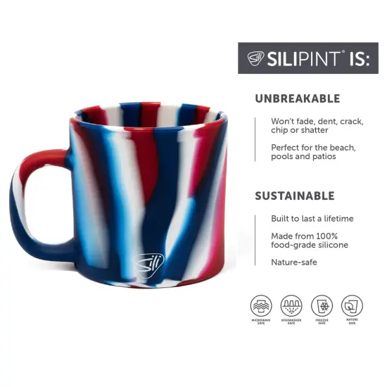 2 Pack 16oz Silicone Coffee Mug, The Patriot (Red, White, Blue) {3}