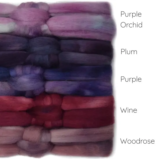 5oz BFL Hand Dyed Fiber - Soft Lustrous Wool Top Roving Pre-Drafted for Hand or Wheel Spinning, Felting, Blending, Weaving, and Crafts Purple Haze {3}