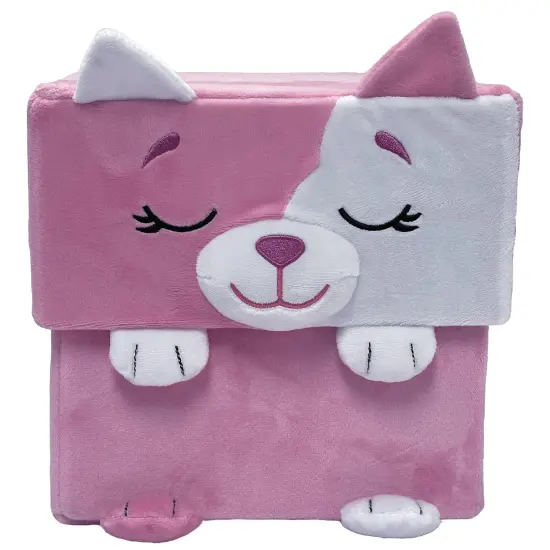 Happy Nappers: Adorable Storables - Cat - Pink & White - 8&rdquo; Character Box & Surprise 8&rdquo; Plush Toy w/ Weighted Paws, Square Storage Bin, Kids Ages 1+ {4}