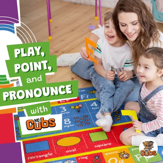 KC Cubs: Educational Rug: ABC Alphabet, Numbers & Shapes - 3x5' Playmat - Interactive Play, Activity Area Carpet, Bedroom-Classroom, Baby-Toddler-Kids {7}