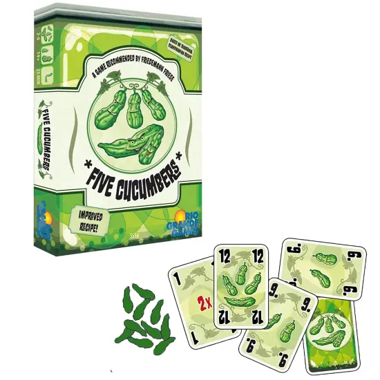 Rio Grand Games: Five Cucumbers - Trick Taking Card Game, Agurk Variant, Competitive Play, Avoid Getting The Cucumber, Ages 14+, 2-6 Players, 30+ Mins {7}