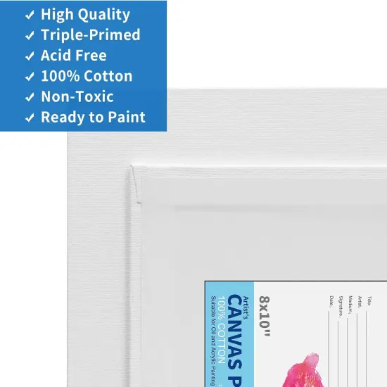 Canvas for Painting, 8x10 Inch Canvas Boards, Super Value 30 Pack White Blank Canvas Panels, 100% Cotton Primed, Painting Art Supplies for Professionals, Hobby Painters, Students & Kids {3}