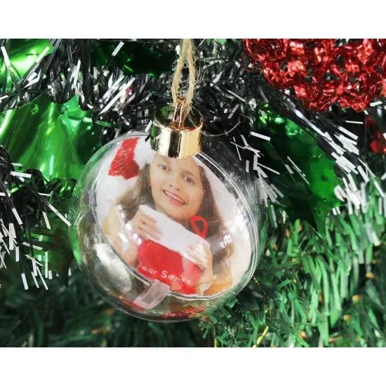 Round Photo Ornament for Christmas Tree Decor (2.75 x 4.7 in, 4 Pack) Clear {4}