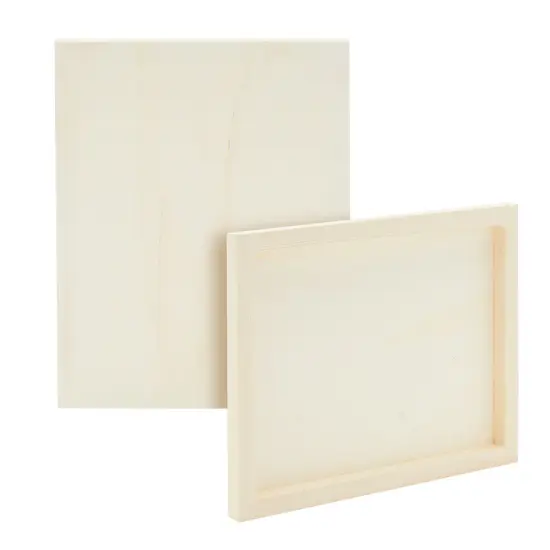 18-Piece 8 x 10-Inch Wooden Canvas Painting Set, 2 Natural Wood Panel Paint Boards with 12 Acrylic Paint Tubes, 3 Brushes, and 1 Plastic Palette for Crafting and Art Supplies Multicolor {4}