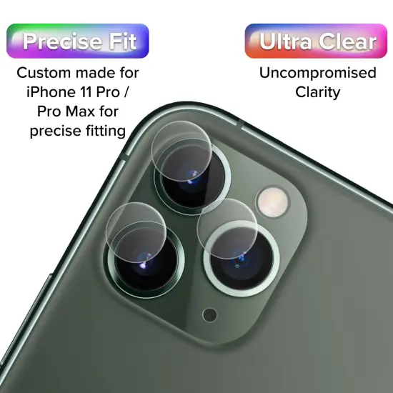 [2 Pack] Rear Camera Lens Protector for iPhone 11 Pro Max 6.5 / iPhone 11 Pro 5.8 inch 2019, Tempered Glass Clear Back Camera Screen Guard Film Shield Anti-Scratch Anti-Fingerprint Ultra HD by Insten {3}