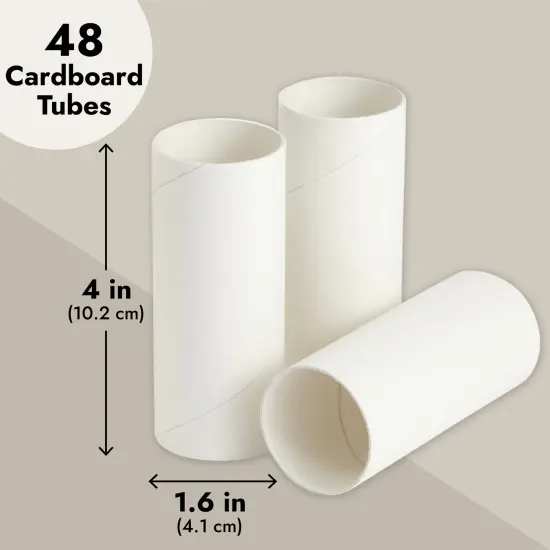 48 Pack Cardboard Tubes, Empty White Toilet Paper Rolls for Crafts, Classroom, DIY Projects (1.6 x 4 In) {5}