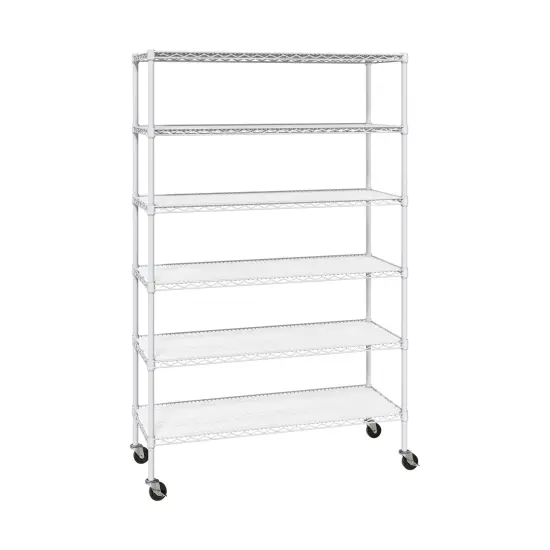 Seville Classics UltraDurable 6-Tier NSF Steel Shelving with Shelf Liners, 48" W x 18" D x 75.5" H White {3}