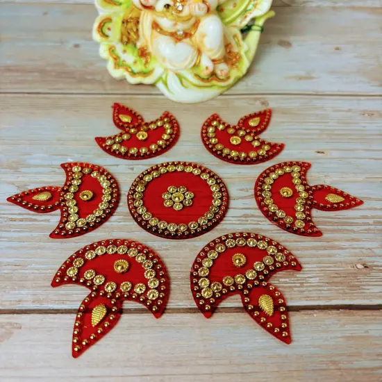 Diya Floor Rangoli Indian Traditional Handmade Reusable Acrylic Diya Rangoli Diwali Navratri Home Temple Decor Deepawali Wedding Housewarming Gift Floor Table Decoration (6.5 Inches) {1}