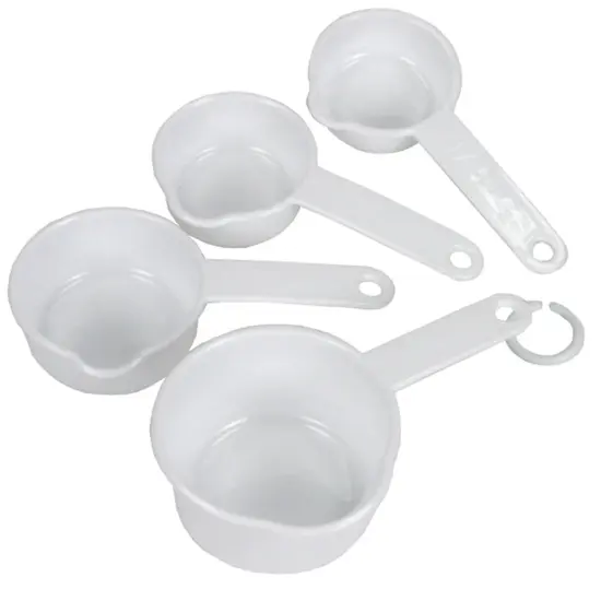 Chef Craft 4pc Durable White Plastic Measuring Cup Set - 1/4, 1/3, 1/2 and 1 Cup {3}