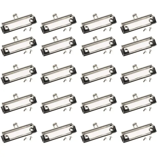20-Pack Mountable Clipboard Clips with Screws - 4 inch Metal Clamp with Rubber Grip and Hanging Hole for Office, School, Classroom (Silver) {1}