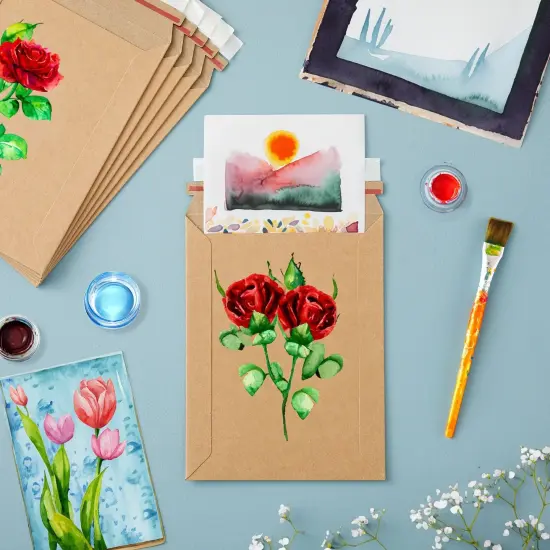 100 Pack Rigid Mailers 6x8 - 450 GSM Sturdy Self-Adhesive Kraft Paper Cardboard Envelopes for Mailing Photo, Documents, Gift Cards, CDs, Art Prints Brown {2}