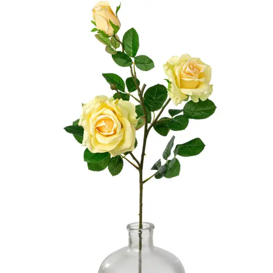 30" Yellow Rose Spray &ndash; Realistic Faux Floral Stem {1}
