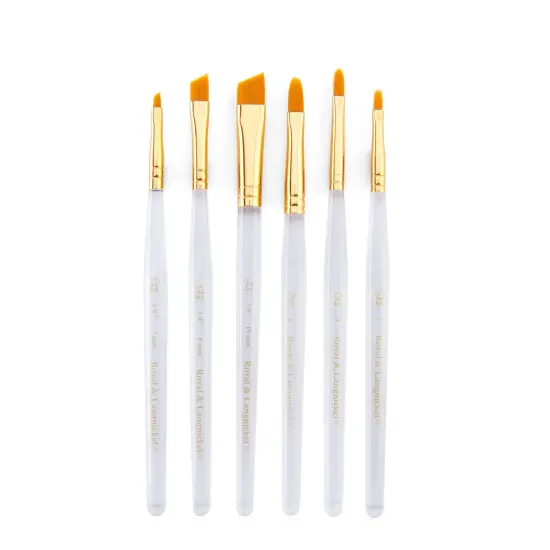 RSET-9171 | 6pc Golden Taklon Short Handle Filbert/Angular Brush Set {2}