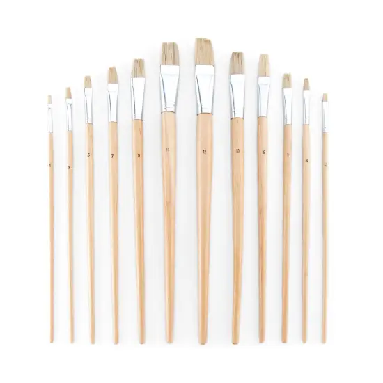 RSET-9601 | 12pc White Bristle Long Handle Flat Brush Set {2}