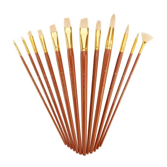 RSET-9318 | 12pc Bone Taklon Long Handle Variety Brush Set {5}
