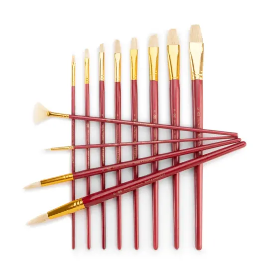 RSET-9320 | 12pc White Bristle Long Handle Variety Brush Set {5}