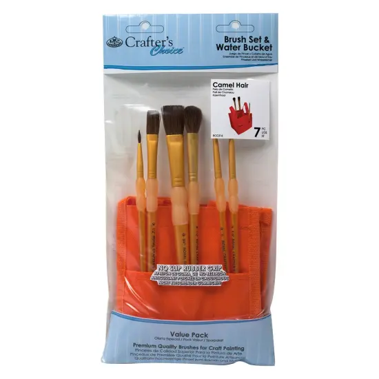 RCC 516 | Crafter's Choice™ 6pc Camel Hair Brush Set & Water Bucket {1}
