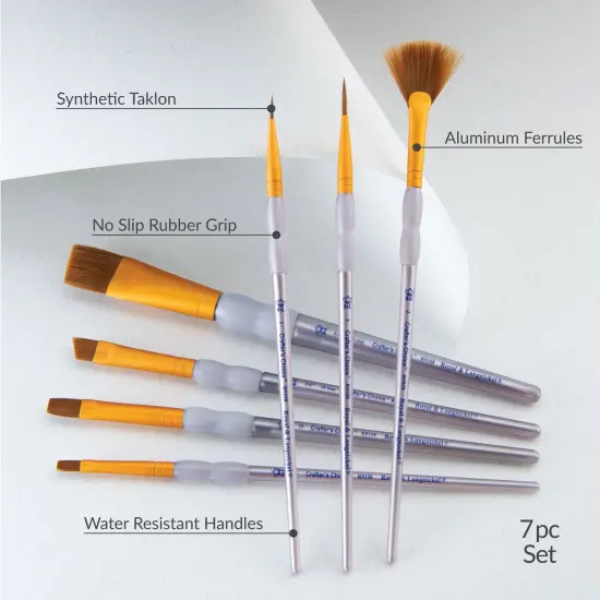 RCC 411 | Crafter's Choice&trade; 7pc Brown Taklon Variety Brush Set {6}