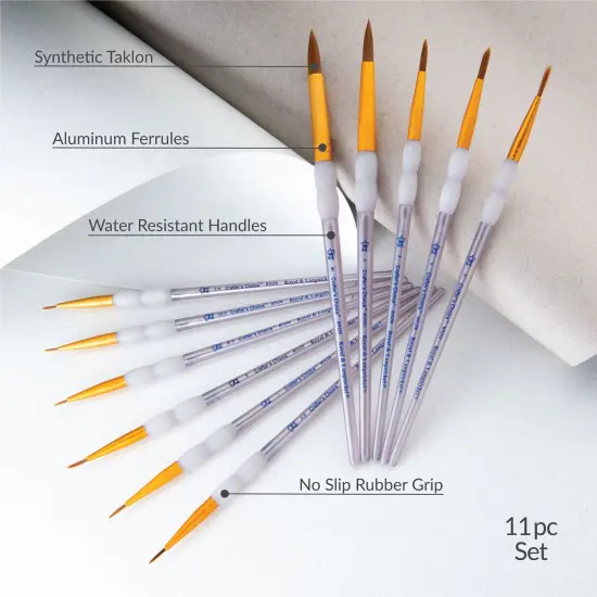 RCC 309 | Crafter's Choice&trade; 11pc Brown Taklon Round Brush Set {4}