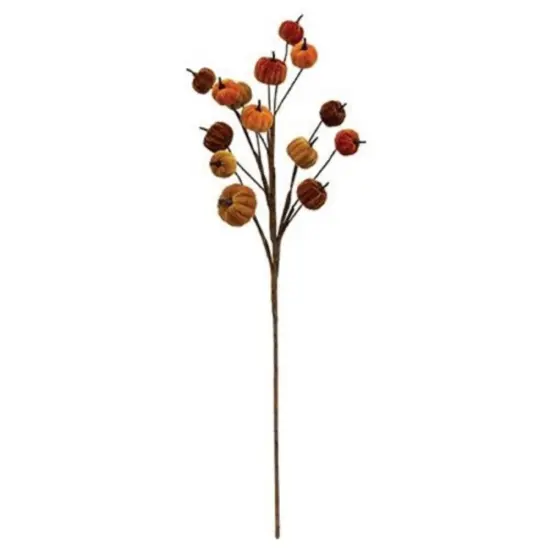 Multi-Color Velvet Pumpkin Pick for Fall Decor with Flexible Stem {1}