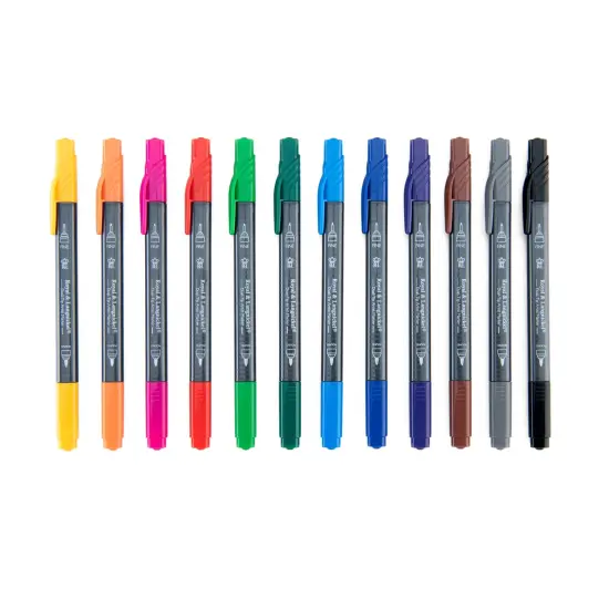 MARK-2401 | 12pc Fineliner and Pointed Round Dual-Tip Artist Markers {2}