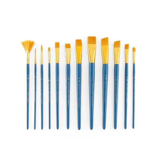RSET-9307 | 12pc Golden Taklon Long Handle Variety Brush Set {2}