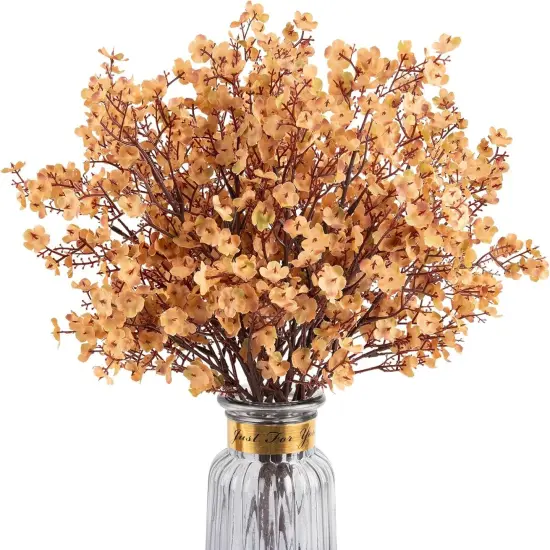 Babys Breath Artificial Flowers, 8 Bundles Real Touch Light Brown Fake Flowers Silk Flowers Bulk for Vase Home Office Wedding Spring Indoor Outdoor Centerpiece Table Decorations {1}