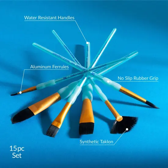 RCC 603 | Crafter's Choice™ 15pc Black Taklon Variety Brush Set {6}