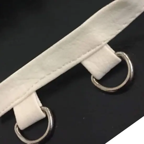 3/4 Inch White Vinyl D Ring Eyelet Tape with Silver Buckle by the Yard {3}