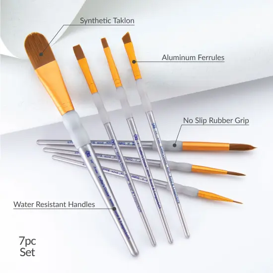RCC 409 | Crafter's Choice&trade; 7pc Brown Taklon Variety Brush Set {6}