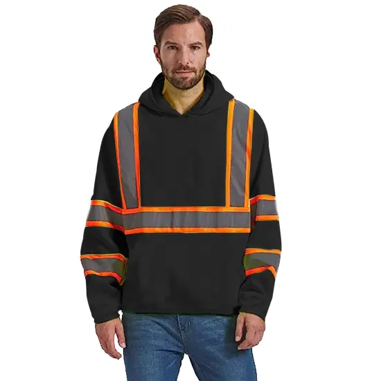 RADYAN&reg; Long Sleeve High Visibility Safety Hoodie with Hood for Construction Work Royal {6}