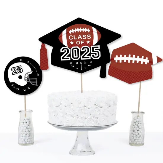 Big Dot of Happiness Grad Football - 2025 Graduation Party Centerpiece Sticks - Table Toppers - Set of 15 {5}