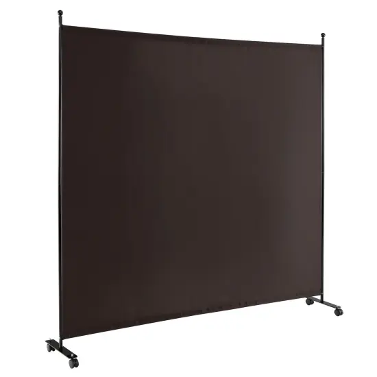 6 Feet Single Panel Rolling Room Divider with Smooth Wheels Black {8}