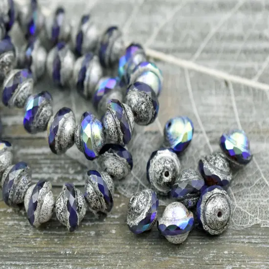 White Silver Washed Matte Violet Purple AB Saturn Beads - Choose Your Size {5}