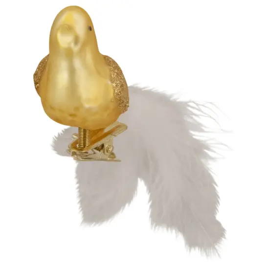 Northlight 5.5" Gold Bird with Feather Tail Glass Clip On Christmas Ornament {4}