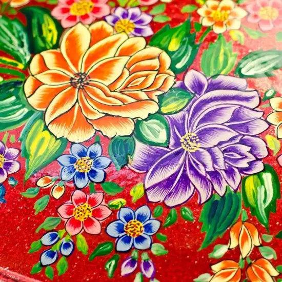 Oriental Flowers Wooden Jewelry Box {4}