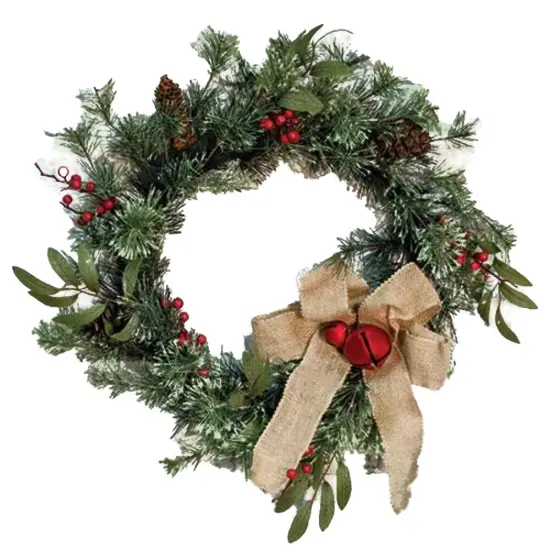 Brush Pine With Red Bells Wreath {1}