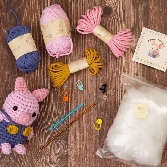 Hearth & Harbor Amigurumi Crochet Kit for Beginners Penny the Pig {2}