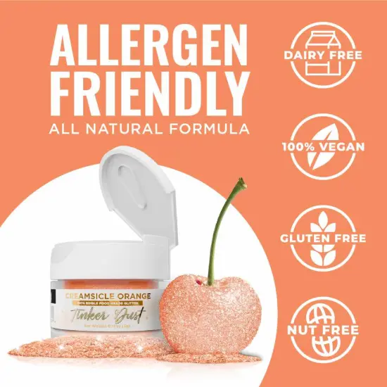 Bakell - Creamsicle Orange Tinker Dust Edible Glitter (5g, 1x Jar) for Food, Desserts, and Beverages! {4}