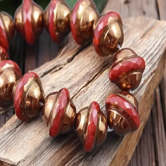 Bronze Washed Ruby Red Saturn Beads - Choose Your Size {4}