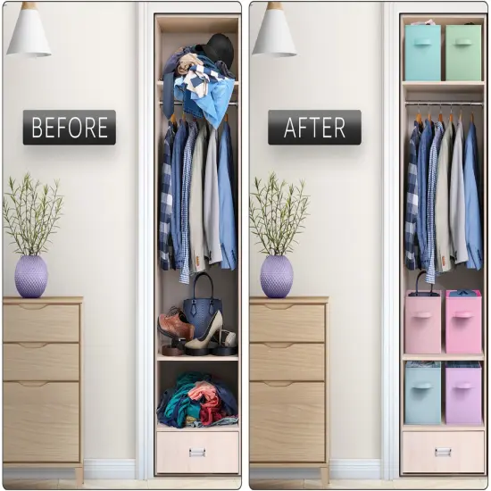 Sorbus 12 Pack Storage Bins - 11" Sturdy Collapsible Fabric Storage Cubes with Handle Multicolored pastel {5}